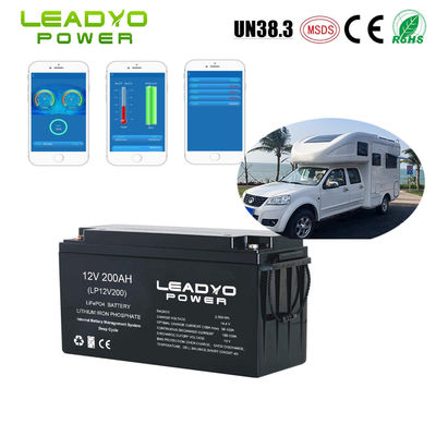 Перезаряжаемые батареи цикла батареи 12V 200Ah LiFePO4 RV иона лития IP66 глубокие с умным приложением