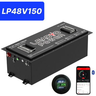 Купить 48В 150Ах 250Амп 51.2В Bluetooth LiFePO4 Литийная аккумуляторная батарея для гольф-коляски с круглым ЖК, 5 лет гарантия онлайн изготовление