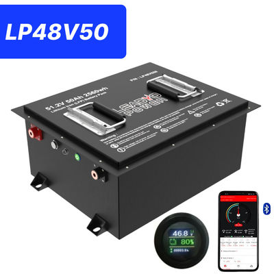48В 50Ах 51.2В2 150Амп LiFePO4 Аккумулятор для гольф-кошачки с LCD-дисплеем и Bluetooth