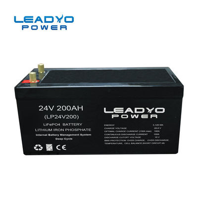 ABS IP66 покрывают глубокую батарею 24V 200Ah фосфорнокислого железа лития батареи лития цикла